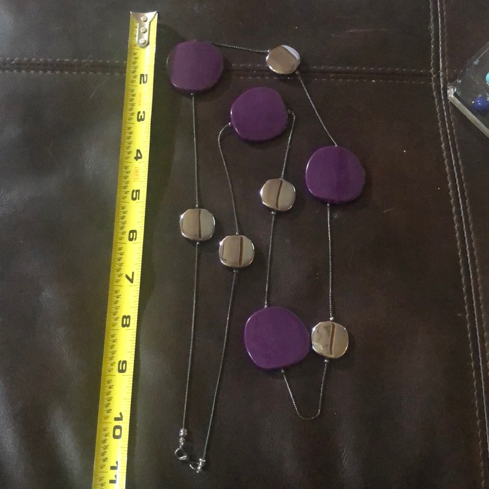Long purple and silver necklace